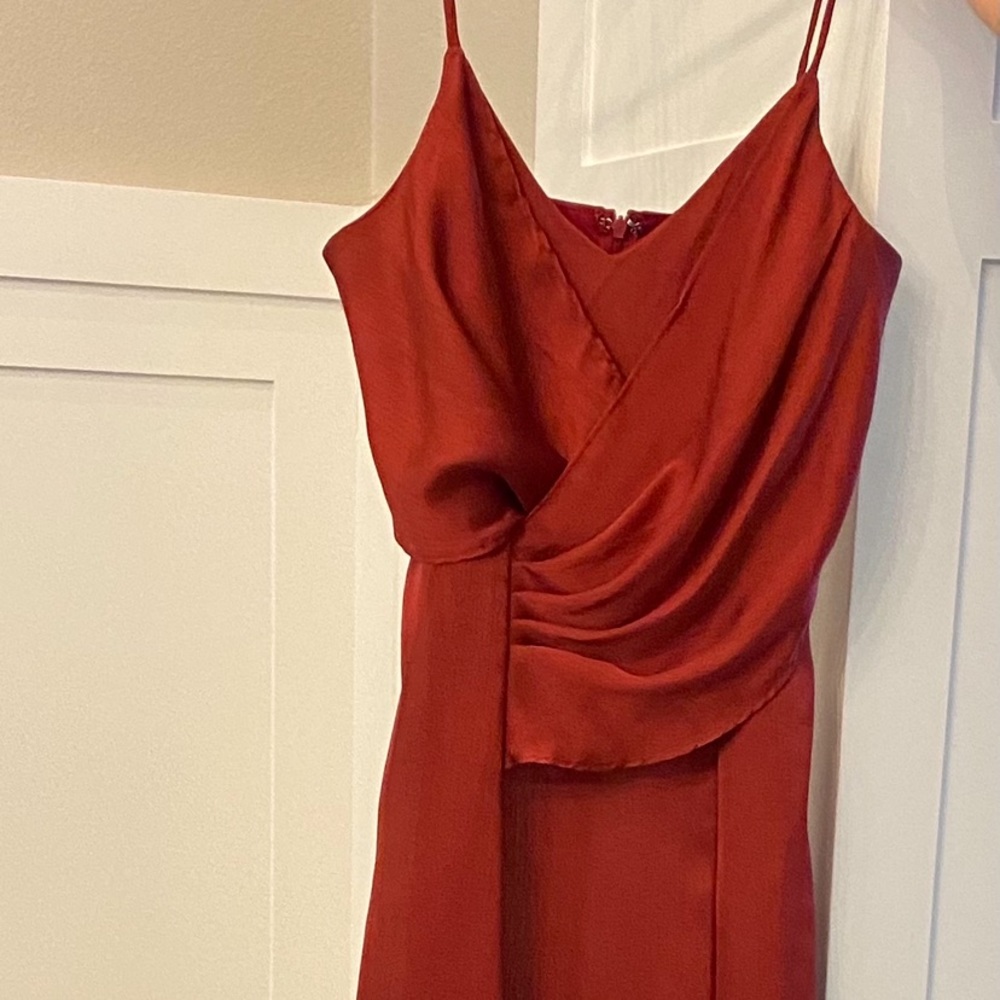 Satin Maxi Wine Gown Dress